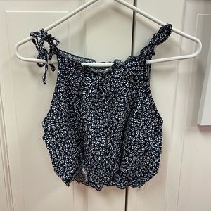Brandy Melville Navy Floral Crop Top